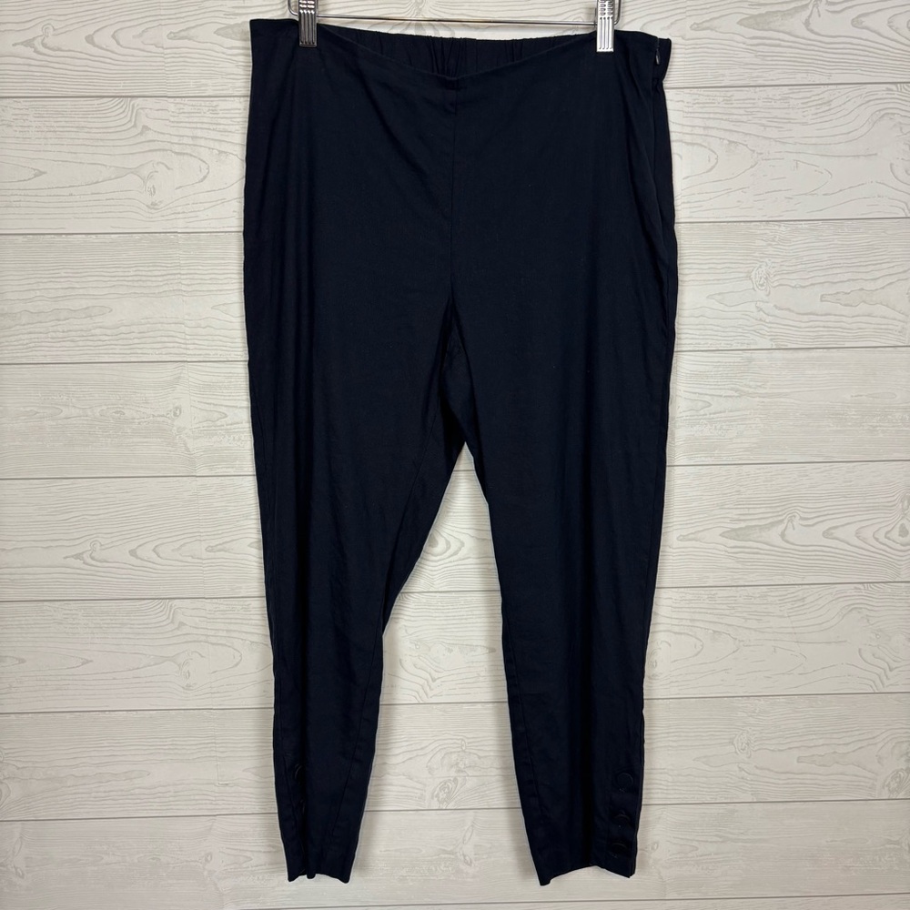 J. Jill Linen Stretch Dark Navy Blue Capris Linen Blend Size Medium
